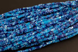 Blue Lapis Aqua Terra Jasper cube beads 4mm Smooth Square Cube Dice Beads 15.5" Strand