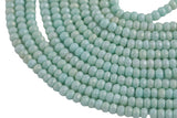 GORGEOUS MYSTIC Silverite Jade Lt Aqua High Quality in Faceted Rondelle- 4mm / 6mm-Full Strand 15.5 inch Strand