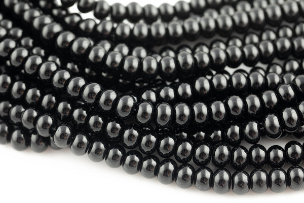 7x10mm Crystal Smooth Roundel 1 or 2 or 5 or 10 STRANDS- 16 Inch Strand- Black