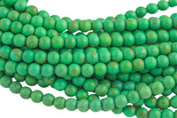 Green Magnesite Turquiose  Round- Full 16 inch strand-  4mm, 6mm, 8mm, 10mm, 12mm, 14mm, 16mm  Smooth Gemstone Beads
