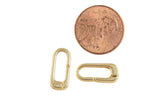 2 pcs- 18kt Gold Small Push Gate Oval Clasp, Spring gate Clasp, 16x7mm