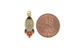 18K Gold  Enamel Rocket Ship Charm for Necklace Multi Color Cz Charm Micro Pave Charm Gold Jewelry- 8x20mm