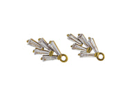 2pc Cactus Earring Studs Brass Zircon Earring Post -Brass earring cactus earring connector Brass earring findings jewelry supply BR0418