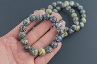 Natural Dendrite Opal Smooth Round Size 10mm and 12mm- Handmade In USA- approx. 7-7.5" Bracelet Crystal Bracelet- LGS