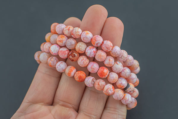 Orange Agate Bracelet Faceted Round Size 6mm and 8mm Handmade In USA Natural Gemstone Crystal Bracelets - Handmade Jewelry - approx. 7"