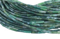 Natural Moss Agate beads tube tubular beads 15.5" 4x13mm