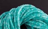 Russian Amazonite Jade cube beads 4mm Smooth Square Cube Dice Beads 15.5" Strand