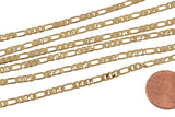 18k Gold Figaro Chain by the Yard 3mm Unfinished Chain for Necklace Bracelet Component