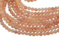 Plum Peach Jade, High Quality in Smooth Round, 6mm, 8mm, 10mm, 12mm -Full Strand 15.5 inch Strand