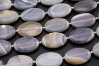 Natural Botswana Agate Regular Oval Beads Approximately 25x34mm High Quality Full Strand 15.5 Inch Long AAA Quality Smooth Gemstone Beads