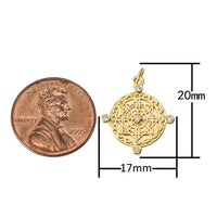 2pc 18K Gold  Mini Shooting Star Compass Bracelet Necklace Pendant Earring Charm Gift for Jewelry Making- 17mm- 2 pcs per order