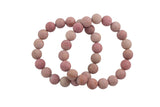Natural Rhodonite Matte Round Size 6mm and 8mm- Handmade In USA- approx. 7" Bracelet Crystal Bracelet