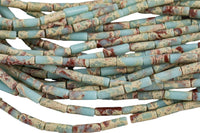 Aqua Sea Sediment Jasper beads tube tubular beads 15.5" 4x13mm