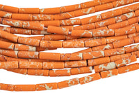 Orange Sea Sediment Jasper beads tube tubular beads 15.5" 4x13mm