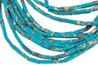 Blue Sea Sediment Jasper rectangular tube tubular beads 15.5" 4x13mm