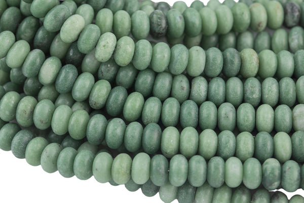 Green Jade - High Quality in Roundel, 6mm, 8mm- Full 15.5 Inch Strand-15.5 inch Strand Smooth Gemstone Beads