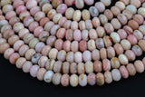 Faceted Natural Pink Australian Opal Rondelle 4x6mm and 5x8mm Beads Diamond Cut Gemstone 15.5" Strand