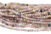 Natural Multi Gemstone- Sharp Diamond Cut- High Facets , Faceted Roundel- 6mm- Full 15.5 Inch Strand AAA Quality Gemstone Beads
