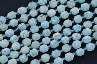 AAA Natural Larimar 5-6mm Beads Faceted Energy Prism Double Terminated Point Cut 15.5" Strand