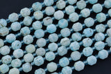 AAA Natural Larimar 5-6mm Beads Faceted Energy Prism Double Terminated Point Cut 15.5" Strand