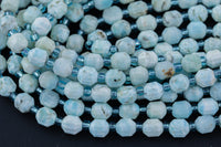 AAA Natural Larimar 5-6mm Beads Faceted Energy Prism Double Terminated Point Cut 15.5" Strand