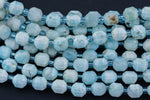 AAA Natural Larimar 5-6mm Beads Faceted Energy Prism Double Terminated Point Cut 15.5" Strand