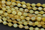 AAA Natural Yellow Opal 5-6mm Beads Faceted Energy Prism Double Terminated Point Cut 15.5" Strand