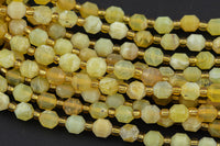 AAA Natural Yellow Opal 5-6mm Beads Faceted Energy Prism Double Terminated Point Cut 15.5" Strand