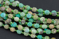 AAA Natural Turquoise 5-6mm Beads Faceted Energy Prism Double Terminated Point Cut 15.5" Strand