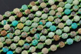 AAA Natural Turquoise 5-6mm Beads Faceted Energy Prism Double Terminated Point Cut 15.5" Strand