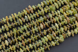 Natural Green Garnet Smooth Freeform Disc Chip Beads 15.5" Strand