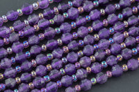 AAA Natural Amethyst 5-6mm Beads Faceted Energy Prism Double Terminated Point Cut 15.5" Strand