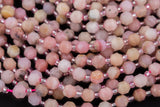 AAA Natural Pink Opal 5-6mm Beads Faceted Energy Prism Double Terminated Point Cut 15.5" Strand