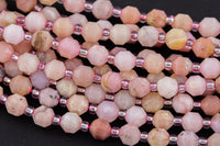 AAA Natural Pink Opal 5-6mm Beads Faceted Energy Prism Double Terminated Point Cut 15.5" Strand