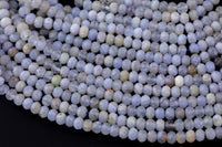 Natural Blue Chalcedony  Beads 6mm - Nice Size Hole - Diamond Cut, High Facets - Nice and Sparkly-Faceted Roundel - Full Strands-15.5 inches