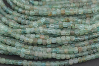 Natural Apatite Faceted Cube Beads Size 4-5mm 15.5" Strand