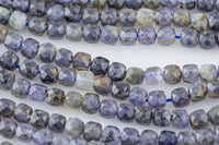 Natural Iolite Faceted Faceted Cube Beads Size 4-5mm 7.5" Strand