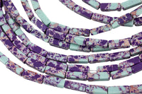 Purple Sea Sediment Jasper rectangular tube tubular beads 15.5" 4x13mm