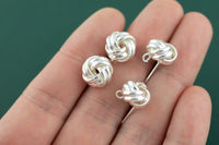 Silver Plated Brass Earrings-Earring copper accessories-Earring pendant-charms-Earring Stud- Knot Round-cgj191-2-12mm