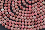 Natural Pink Red Thulite 6mm 8mm 10mm Round Beads Gemstone From Norway 15.5" Strand