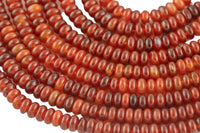 Natural Carnellian- High Quality in Roundel, 6mm, 8mm- Full 15.5 Inch Strand-Full Strand 15.5 inch Smooth Gemstone Beads