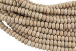 Natural Fossil Coral - High Quality in Roundel, 6mm, 8mm- Full 15.5 Inch Strand-15.5 inch Strand Smooth Gemstone Beads