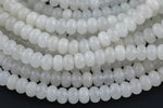 Natural White Jade- High Quality in Roundel, 6mm, 8mm- Full 15.5 Inch Strand-15.5 inch Strand Smooth Gemstone Beads