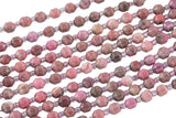 AAA Natural Rhodonite 5-6mm Beads Faceted Energy Prism Double Terminated Point Cut 15.5" Strand