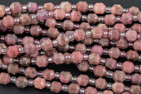 AAA Natural Rhodonite 5-6mm Beads Faceted Energy Prism Double Terminated Point Cut 15.5" Strand