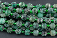 AAA Natural Emerald 5-6mm Beads Faceted Energy Prism Double Terminated Point Cut 15.5" Strand