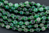 AAA Natural Emerald 5-6mm Beads Faceted Energy Prism Double Terminated Point Cut 15.5" Strand