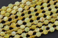 AAA Natural Yellow Opal 5-6mm Beads Faceted Energy Prism Double Terminated Point Cut 15.5" Strand