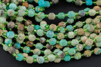 AAA Natural Turquoise 5-6mm Beads Faceted Energy Prism Double Terminated Point Cut 15.5" Strand