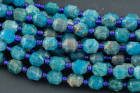 AAA Natural Apatite 5-6mm Beads Faceted Energy Prism Double Terminated Point Cut 15.5" Strand